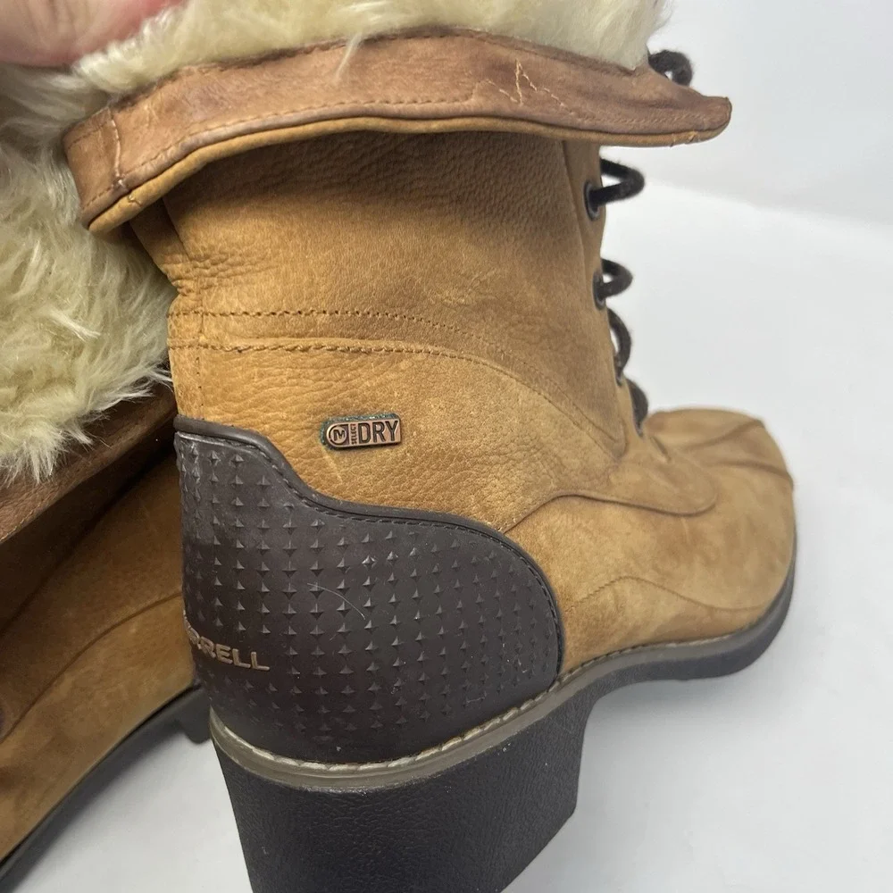 Merrell Chateau Mid Lace Polar Waterproof Boots Brown Suede Women's 11